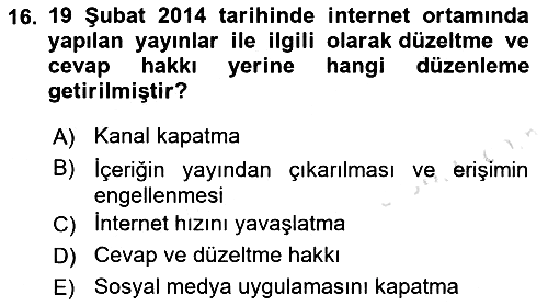 Medya Hukuku 2022-2023 Dönem Sonu Sınavı - 16. soru