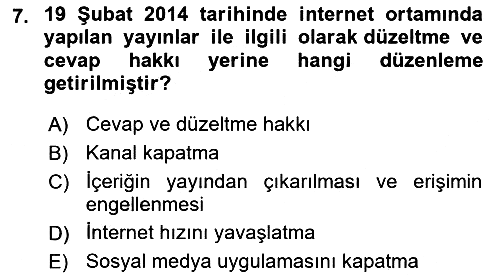 Medya Hukuku 2024-2025 Dönem Sonu Sınavı - 7. soru