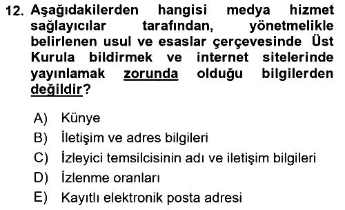 Medya Hukuku 2024-2025 Dönem Sonu Sınavı - 12. soru