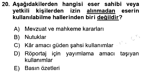 Medya Hukuku 2024-2025 Dönem Sonu Sınavı - 20. soru