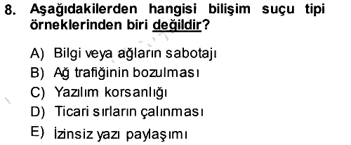 Medya Hukuku 2013-2014 Tek Ders Sınavı - 8. soru