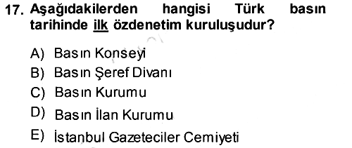 Medya Hukuku 2013-2014 Tek Ders Sınavı - 17. soru