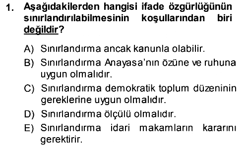 Medya Hukuku 2014-2015 Tek Ders Sınavı - 1. soru