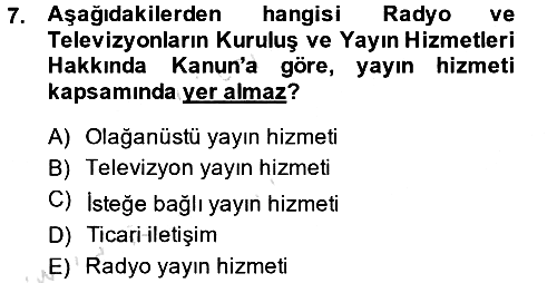 Medya Hukuku 2014-2015 Tek Ders Sınavı - 7. soru