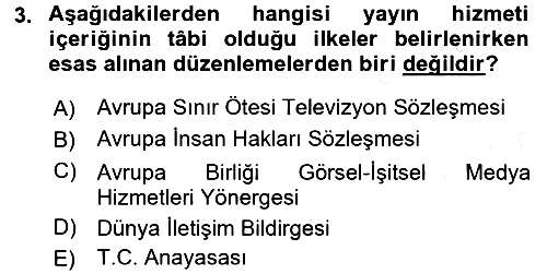 Medya Hukuku 2015-2016 Tek Ders Sınavı - 3. soru