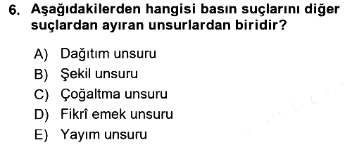 Medya Hukuku 2015-2016 Tek Ders Sınavı - 6. soru
