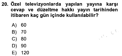 Medya Hukuku 2020-2021 Yaz Okulu Sınavı - 20. soru