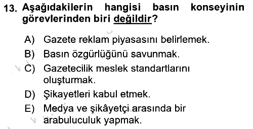 Medya Hukuku 2021-2022 Yaz Okulu Sınavı - 13. soru