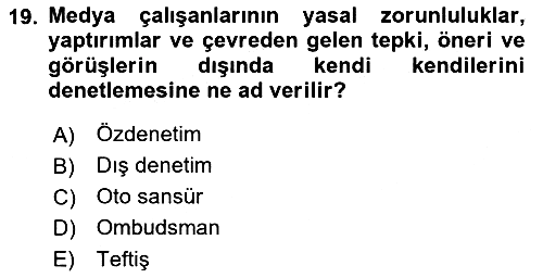 Medya Hukuku 2022-2023 Yaz Okulu Sınavı - 19. soru