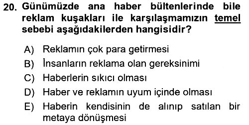 Medya Siyaset Kültür 2017-2018 3 Ders Sınavı - 20. soru