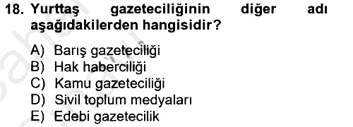 Medya Siyaset Kültür 2012-2013 Ara Sınav - 18. soru