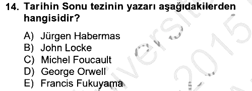 Medya Siyaset Kültür 2014-2015 Ara Sınav - 14. soru