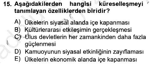 Medya Siyaset Kültür 2014-2015 Ara Sınav - 15. soru