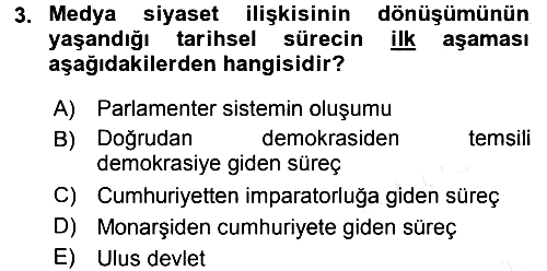 Medya Siyaset Kültür 2015-2016 Ara Sınav - 3. soru