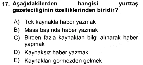Medya Siyaset Kültür 2015-2016 Ara Sınav - 17. soru