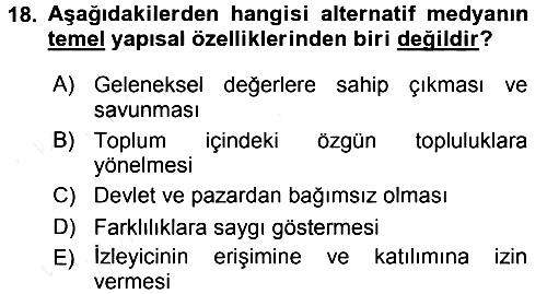 Medya Siyaset Kültür 2015-2016 Ara Sınav - 18. soru