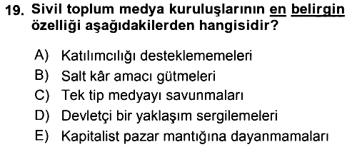 Medya Siyaset Kültür 2015-2016 Ara Sınav - 19. soru
