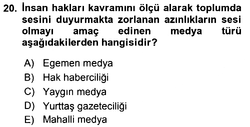 Medya Siyaset Kültür 2015-2016 Ara Sınav - 20. soru