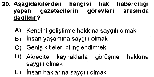 Medya Siyaset Kültür 2016-2017 Ara Sınav - 20. soru