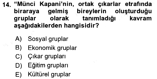 Medya Siyaset Kültür 2017-2018 Ara Sınav - 14. soru