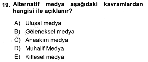 Medya Siyaset Kültür 2024-2025 Ara Sınav - 19. soru