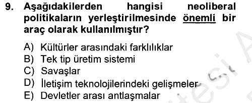 Medya Siyaset Kültür 2012-2013 Dönem Sonu Sınavı - 9. soru