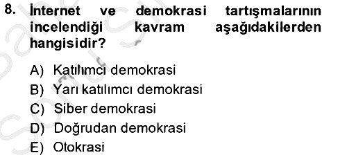 Medya Siyaset Kültür 2014-2015 Dönem Sonu Sınavı - 8. soru