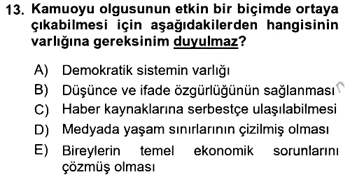 Medya ve İletişim 2016-2017 3 Ders Sınavı - 13. soru
