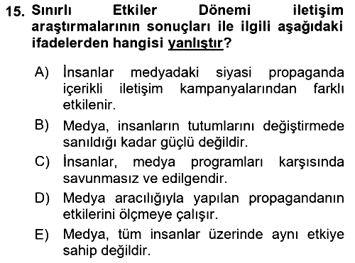 Medya ve İletişim 2019-2020 Ara Sınav - 15. soru