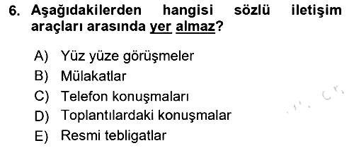 Medya ve İletişim 2024-2025 Ara Sınav - 6. soru