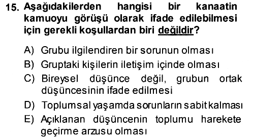 Medya ve İletişim 2014-2015 Tek Ders Sınavı - 15. soru