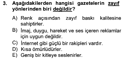 Medya ve Reklam 2012-2013 Ara Sınav - 3. soru