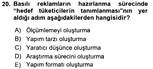 Medya ve Reklam 2015-2016 Ara Sınav - 20. soru