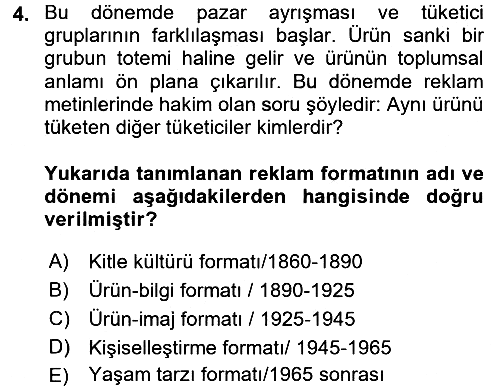 Medya ve Reklam 2017-2018 Ara Sınav - 4. soru