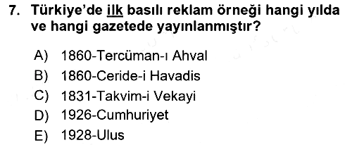 Medya ve Reklam 2018-2019 Ara Sınav - 7. soru