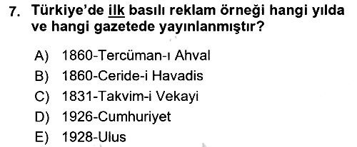 Medya ve Reklam 2021-2022 Ara Sınav - 7. soru