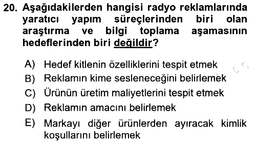 Medya ve Reklam 2024-2025 Ara Sınav - 20. soru