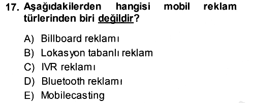 Medya ve Reklam 2013-2014 Dönem Sonu Sınavı - 17. soru