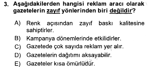 Medya ve Reklam 2016-2017 Dönem Sonu Sınavı - 3. soru
