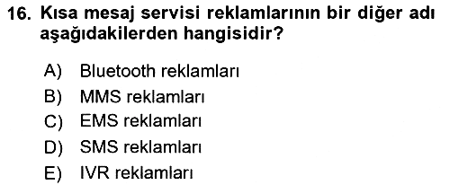 Medya ve Reklam 2024-2025 Dönem Sonu Sınavı - 16. soru
