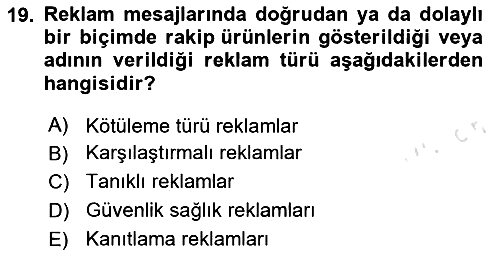 Medya ve Reklam 2023-2024 Yaz Okulu Sınavı - 19. soru