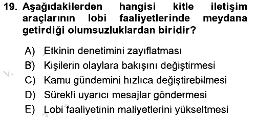 Siyasal İletişim 2017-2018 Ara Sınav - 19. soru