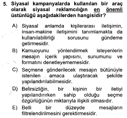Siyasal İletişim 2019-2020 Ara Sınav - 5. soru