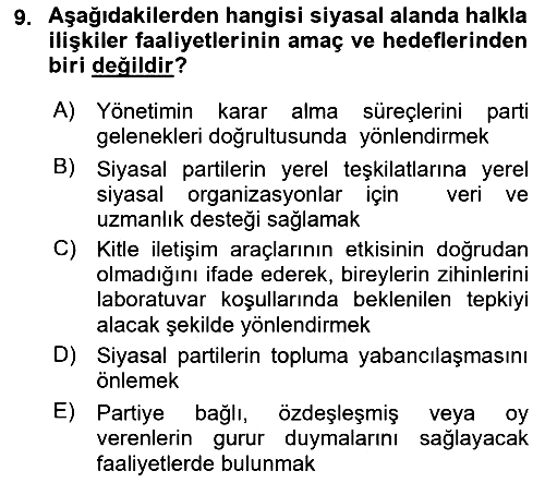 Siyasal İletişim 2019-2020 Ara Sınav - 9. soru