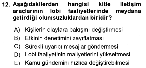 Siyasal İletişim 2019-2020 Ara Sınav - 12. soru
