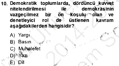 Siyasal İletişim 2014-2015 Dönem Sonu Sınavı - 10. soru