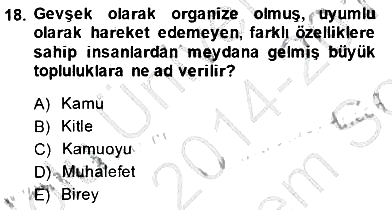 Siyasal İletişim 2014-2015 Dönem Sonu Sınavı - 18. soru