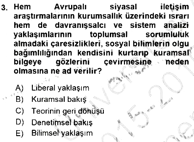 Siyasal İletişim 2015-2016 Dönem Sonu Sınavı - 3. soru
