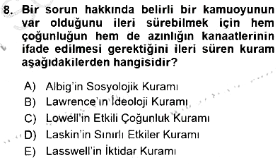 Siyasal İletişim 2015-2016 Dönem Sonu Sınavı - 8. soru
