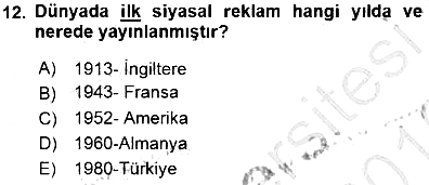 Siyasal İletişim 2015-2016 Dönem Sonu Sınavı - 12. soru